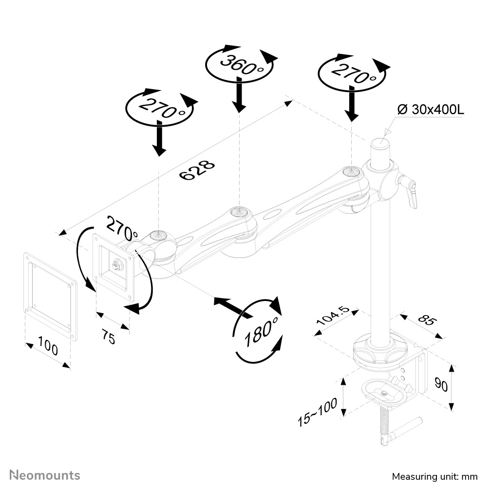 Neomounts monitor arm desk mount